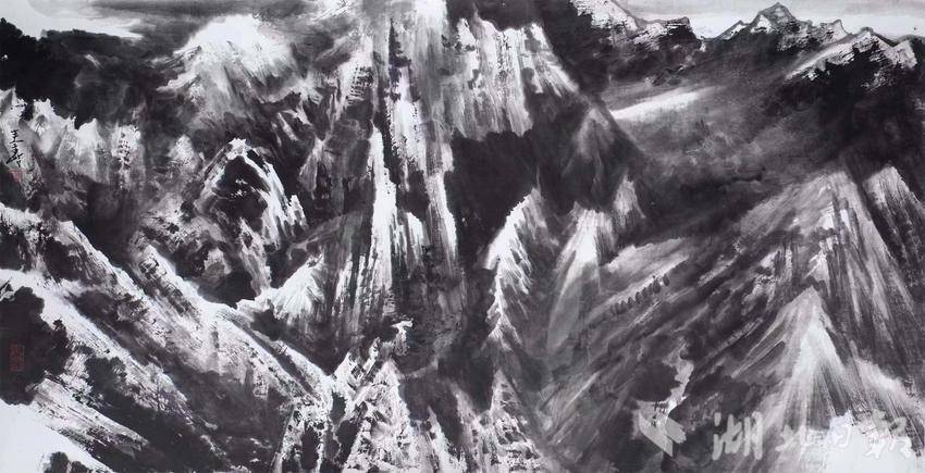 《万壑争奇》68 x 139cm 2022年 秦岭作品