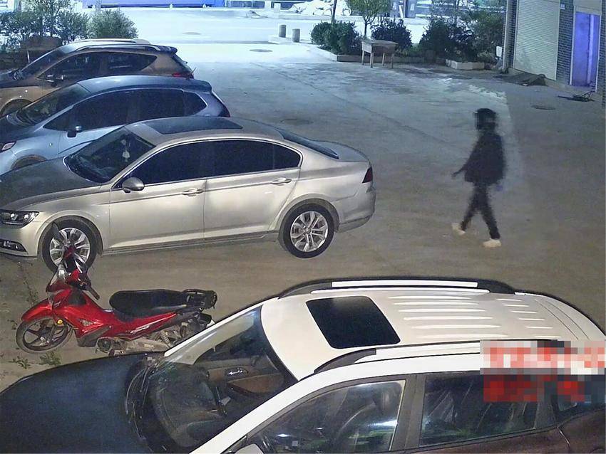 嫌疑男子在“拉车门”盗窃（视频截图）