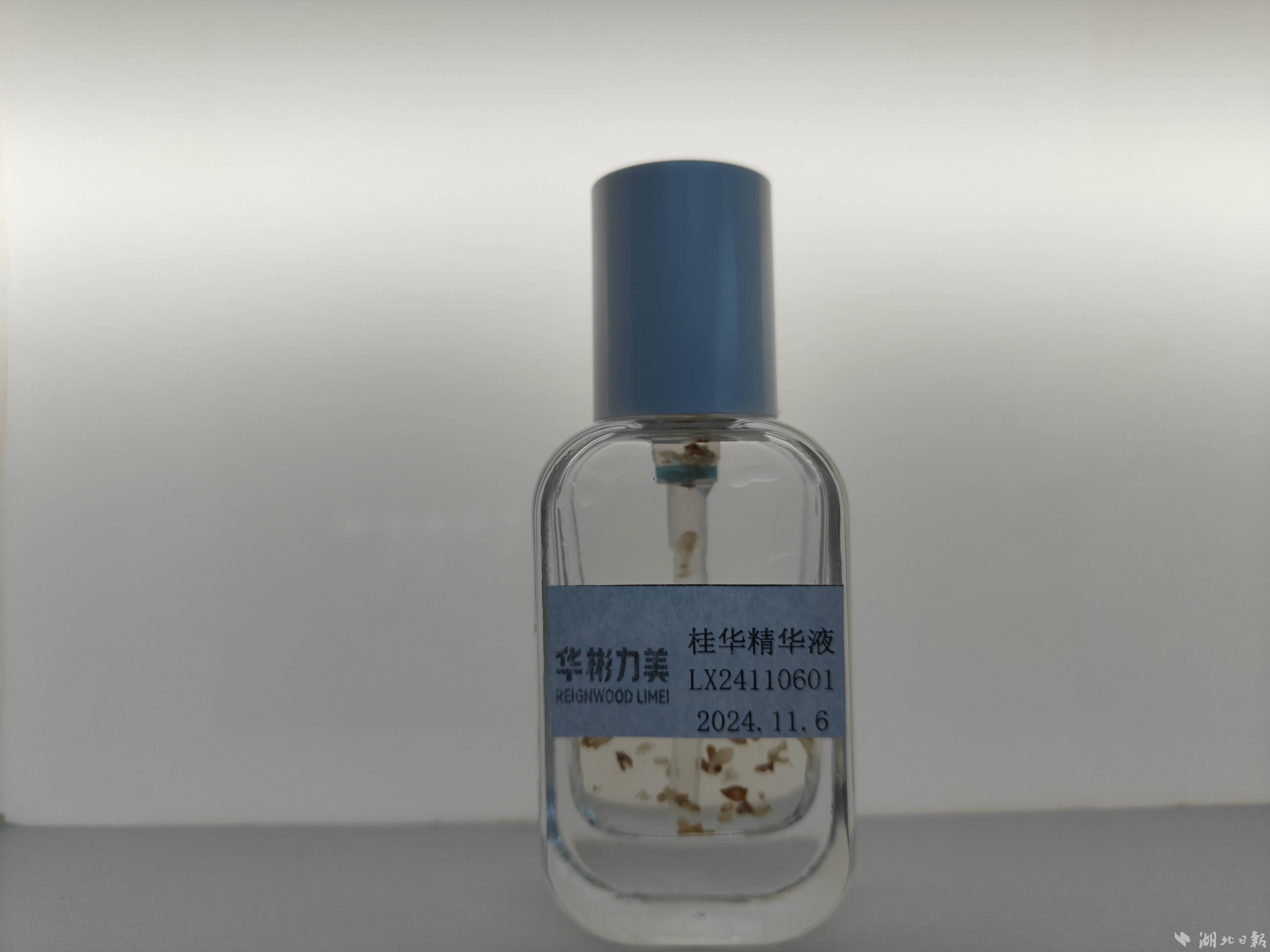 桂花精华液样品。湖北日报全媒记者 汪洋 摄