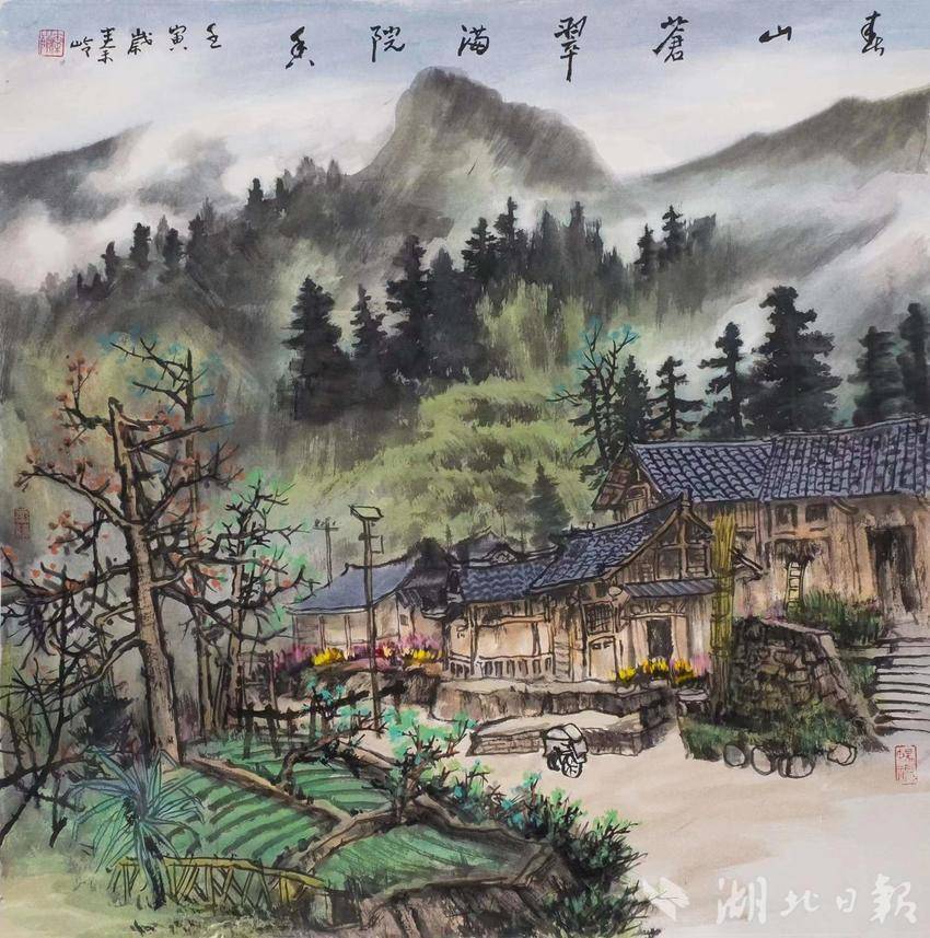 《春山苍翠满院香》68 x 68cm 2022年秦岭作品