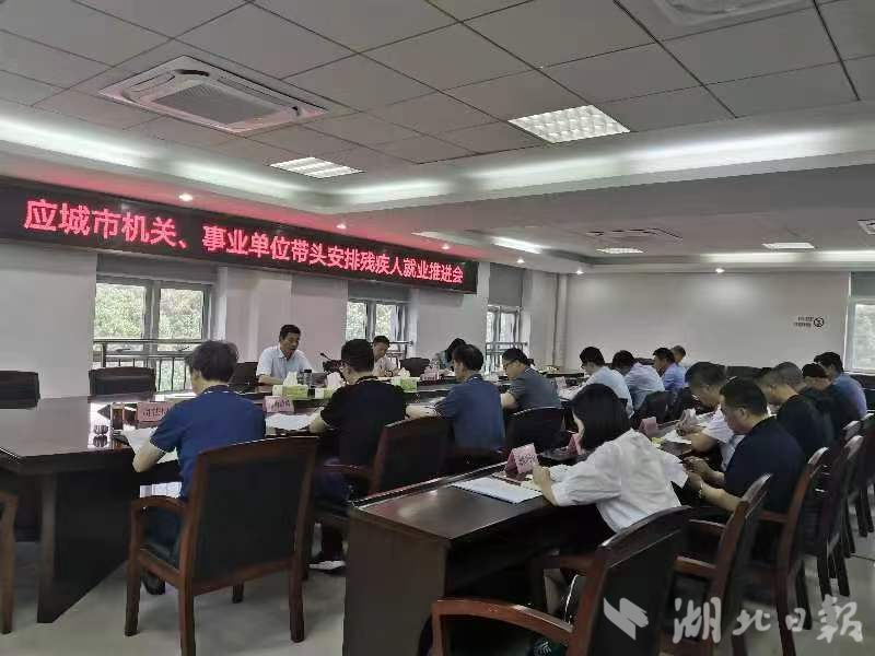 图为应城市召开机关、事业单位带头安排残疾人就业推进会现场