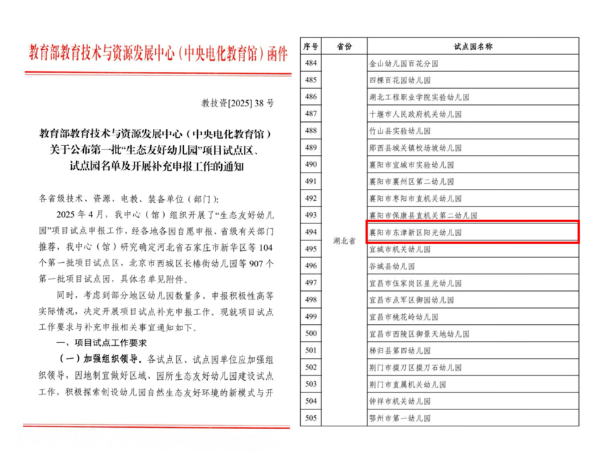 东津新区阳光幼儿园入选全国“生.docx