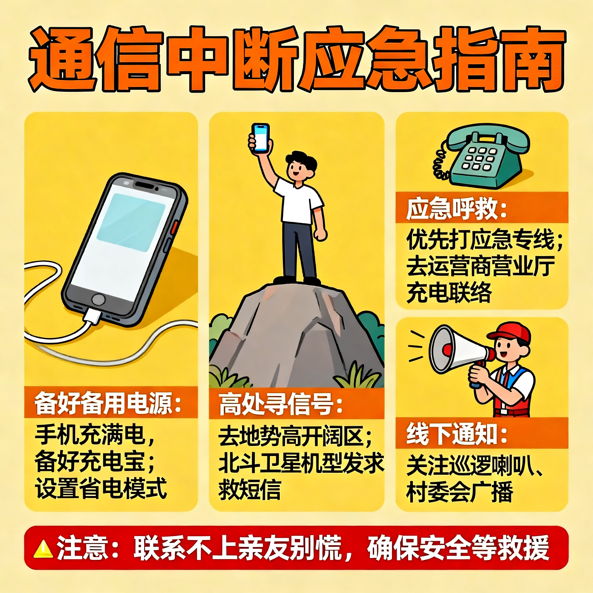 jimeng-2026-05-23-9567-根据下面的内容,帮忙生成一张内容简洁、动画风格的海报:一旦遇到通信中断等情况,先....png jimeng-2026-05-23-9567-根据下面的内容,帮忙生成一张内容简洁、动画风格的海报:一旦遇到通信中断等情况,先....png