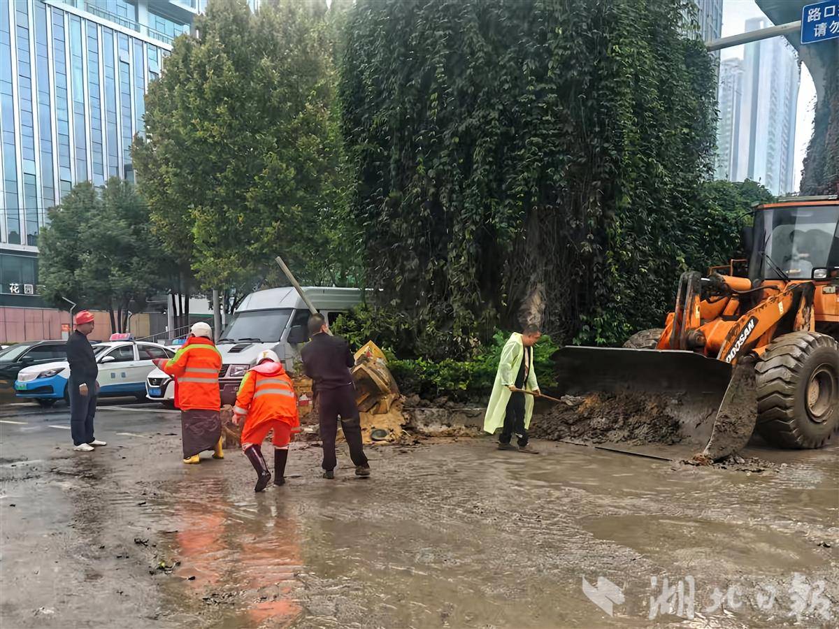 江岸环卫冒雨清理堵路泥土，抢通道路 (6).jpg