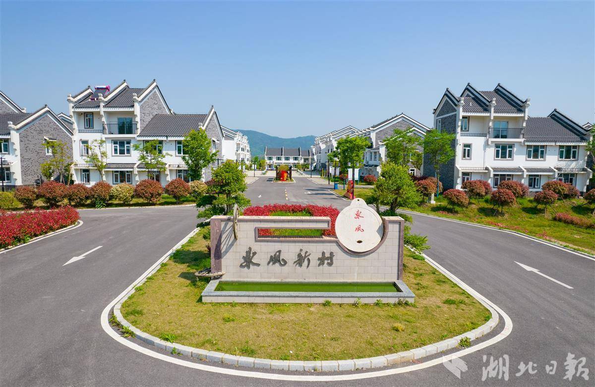 (湖北日报全媒记者 薛婷 摄)4月10日,航拍武汉市黄陂区东风村,白墙灰