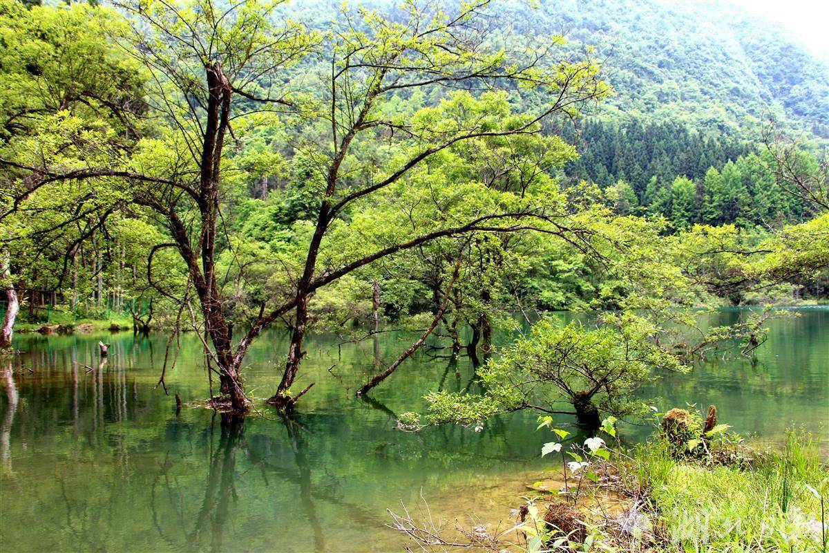 岸云溪水库风光好似一幅山水画