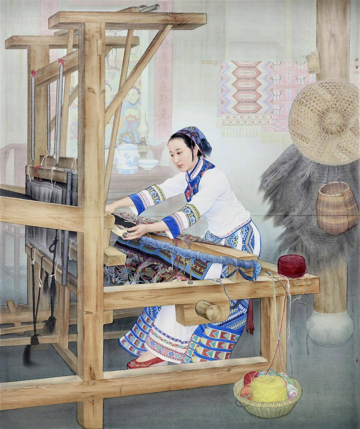 5  中国画《土家织女》李乃蔚.jpg